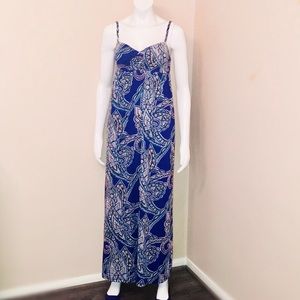I.N.C. Royal Blue Damask Print Maxi Dress Sz Small